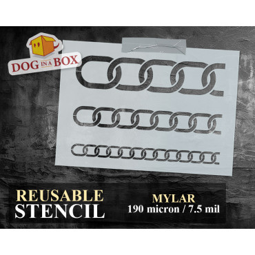 Chains stencil n.3 - Reusable chains seamless patterns stencil. Three sizes included in a single sheet.
