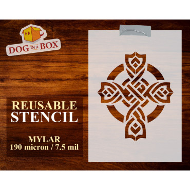 Celtic Cross stencil n.4 - Reusable celtic stencil for wood signs and wall decor
