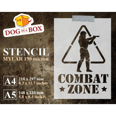 Softair-Schablone - Combat Zone-Schablone zum Malen von Wänden, Holz und Stoffen. Wiederverwendbare DIY-Schablone für Holzschild