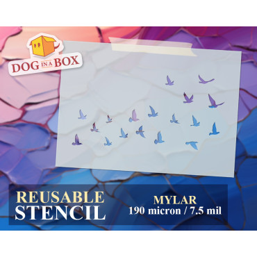 Flying birds stencil n.6 - Reusable birds stencil for wall, wood signs or fabrics.