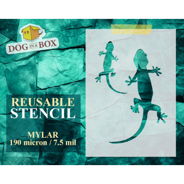 Gecko stencil n.2 - Reusable gecko stencil for wall painting and fabrics