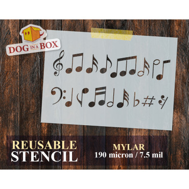Music notes stencil n.2 - Reusable music stencil for wall decoration, wood signs and home decor