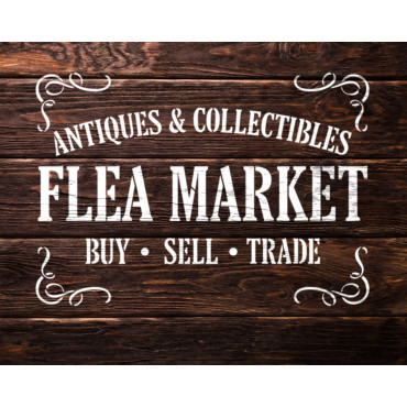 "Flea Market" stencil n.1 - Reusable vintage sign stencil for wall painting and wood signs