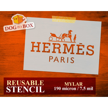 Hermes logo stencil n.1 - Fashion brand logo stencil for painting on walls, fabrics, plastic
