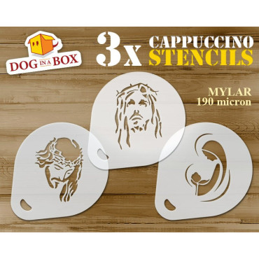 Jesus stencils n.1 (set of 3) Cappuccino and Coffee cocoa powder decor stencil - Face Painting stencils