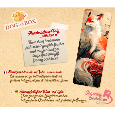 Japanese fox bookmark n.1 - metallic-holo effect bookmarks, fantasy style