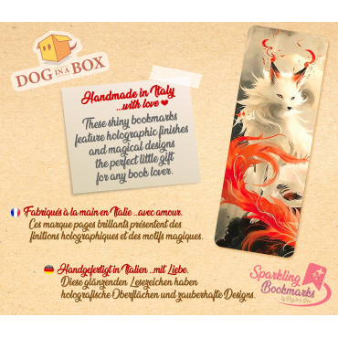 Japanese fox bookmark n.2 - metallic-holo effect bookmarks, fantasy style