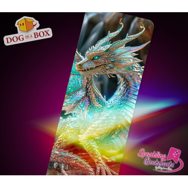 Drachen Lesezeichen nr. 2 – Lesezeichen mit Metallic-Holo Effekt, Fantasy Stil