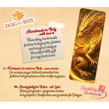 Segnalibro drago n.5 - segnalibro effetto metallico-olografico, stile fantasy