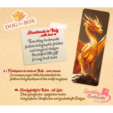 Segnalibro drago n.6 - segnalibro effetto metallico-olografico, stile fantasy