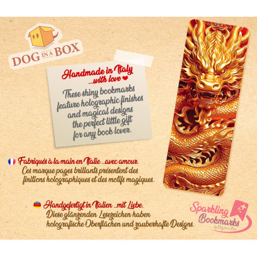 Segnalibro drago n.7 - segnalibro effetto metallico-olografico, stile fantasy