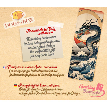 Segnalibro drago n.9 - segnalibro effetto metallico-olografico, stile fantasy