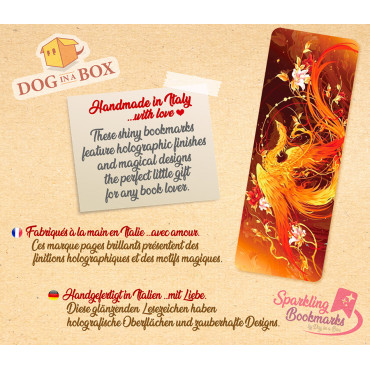 Phoenix bookmark n.1 - metallic-holo effect bookmark, fantasy style
