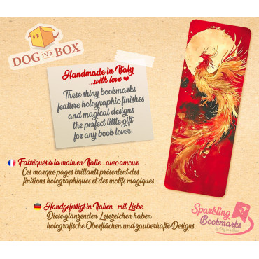 Phoenix bookmark n.2 - metallic-holo effect bookmark, fantasy style