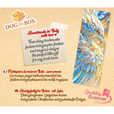 Phoenix bookmark n.3 - metallic-holo effect bookmark, fantasy style