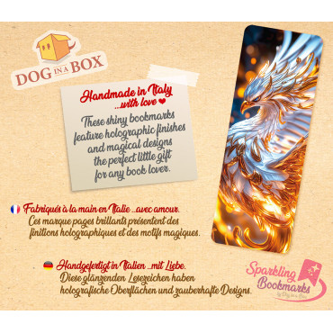 Phoenix bookmark n.4 - metallic-holo effect bookmark, fantasy style