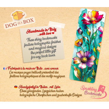 Flowers bookmark n.1 - metallic-holo effect bookmark, gift idea for book readers
