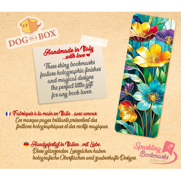 Flowers bookmark n.2 - metallic-holo effect bookmark, gift idea for book readers