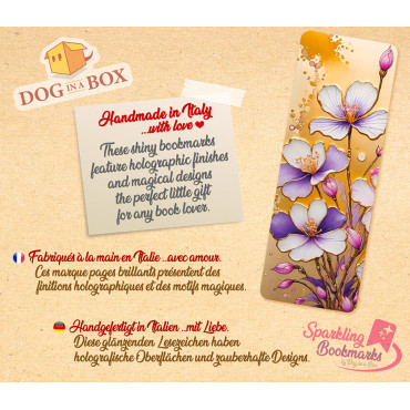 Flowers bookmark n.3 - metallic-holo effect bookmark, gift idea for book readers