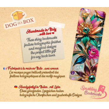 Marque-page Fleurs n.5 - marque-page effet métallisé-holo, idée cadeau pour les lecteurs