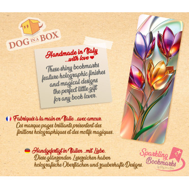 Blumen Lesezeichen nr. 6 - Lesezeichen mit Metallic-Holo Effekt, Geschenkidee für Buchleser