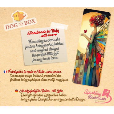 Butterfly woman bookmark n.1 - Fairy bookmark with metallic-holo effect