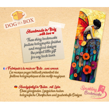 Butterfly woman bookmark n.2 - Fairy bookmark with metallic-holo effect