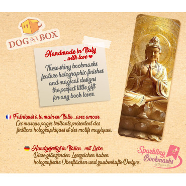 Segnalibro Buddha n.1 - segnalibro effetto olografico metallizzato, idea regalo per gli amanti dello yoga