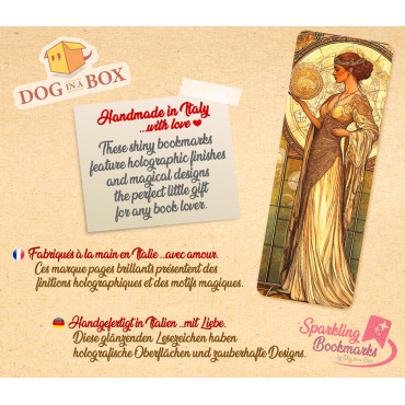 Segnalibro Art Nouveau n.1 - Segnalibro donna di classe con effetto olografico metallizzato