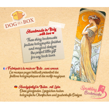 Art nouveau bookmark n.2 - Classy woman bookmark with metallic-holo effect