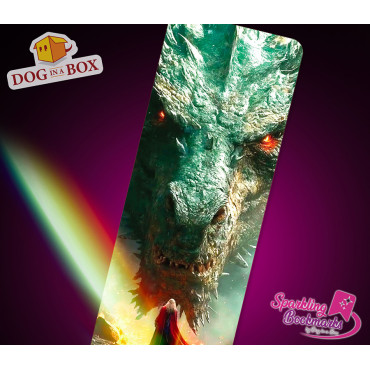 Segnalibro drago e mago n.2 - segnalibro effetto olografico metallico, stile fantasy
