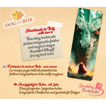 Segnalibro drago e mago n.2 - segnalibro effetto olografico metallico, stile fantasy