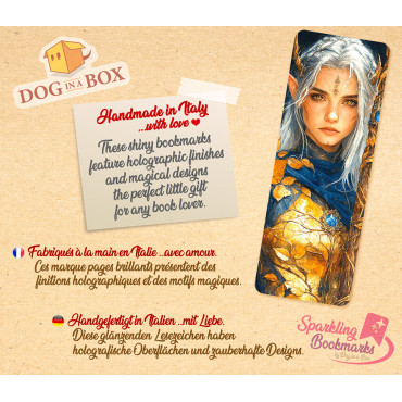 Elf girl bookmark n.2 - metallic-holo effect bookmark, fantasy style