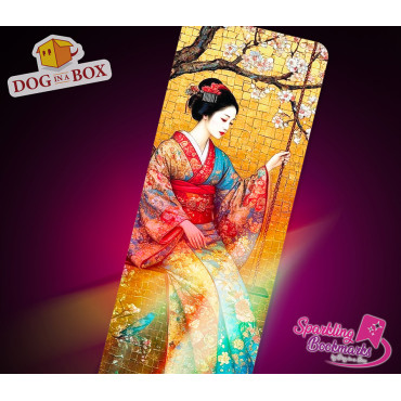 Geisha Lesezeichen nr.1 – Lesezeichen mit Metallic-Holo Effekt, japanischer Stil