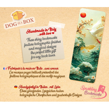 Heron bookmark n.1 - metallic-holo effect bookmark, Japanese style