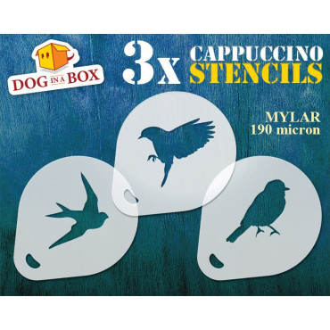 Forest birds stencils (set of 3) Cappuccino and Coffee cocoa powder decor stencil - Face Painting stencils