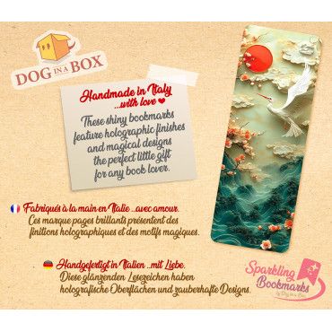 Heron bookmark n.2 - metallic-holo effect bookmark, Japanese style