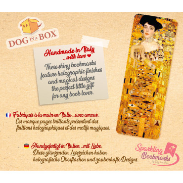 Klimt bookmark n.3 - metallic-holo effect bookmark, Gustav Klimt golden bookmark