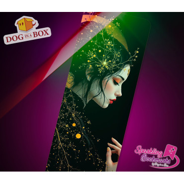 Lady and the moon n.1 - metallic-holo effect bookmark, Japanese style