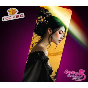 Dame und der Mond nr.2 – Lesezeichen mit Metallic-Holo Effekt, japanischer Stil