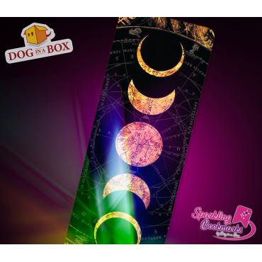 Moon phases bookmark n.1 - metallic-holo effect bookmark, moon and stars bookmark