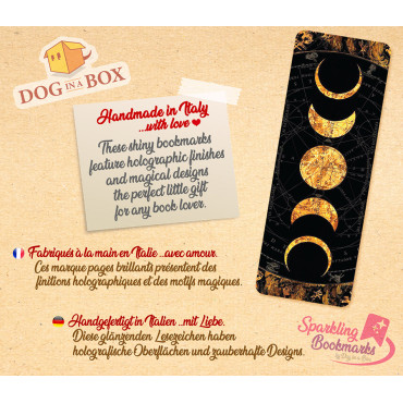 Moon phases bookmark n.1 - metallic-holo effect bookmark, moon and stars bookmark