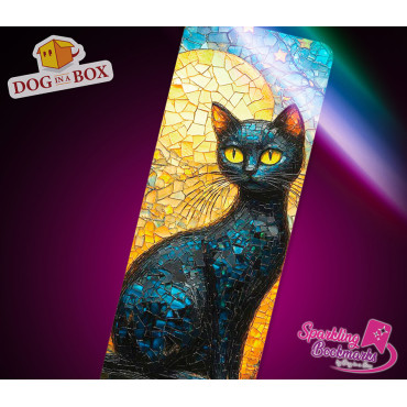 Mosaic cat bookmark n.1 - metallic-holo effect bookmark, gift idea for cat lovers