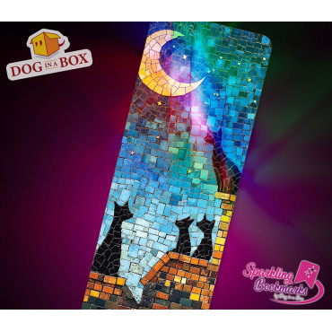 Marque-page chat mosaïque n.2 - marque-page effet métallisé-holo, idée cadeau pour les amoureux des chats