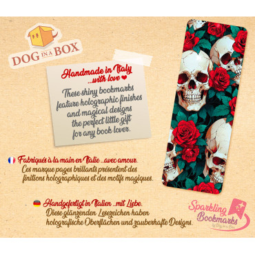 Marque-page Dia de Los muertos n.1 - marque-page effet holographique métallique, marque-page têtes de mort