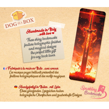 Sword bookmark n.2 - metallic-holo effect bookmark, D&D fantasy bookmark