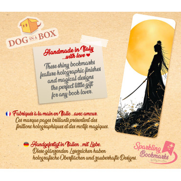 Segnalibro donna guerriero n.1 - segnalibro effetto olografico metallico, segnalibro stile giapponese