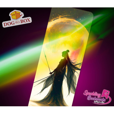 Warrior lady bookmark n.2 - metallic-holo effect bookmark, Japanese style