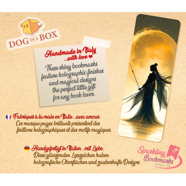 Warrior lady bookmark n.2 - metallic-holo effect bookmark, Japanese style