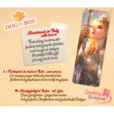 Warrior lady bookmark n.5 - metallic-holo effect bookmark, Japanese style